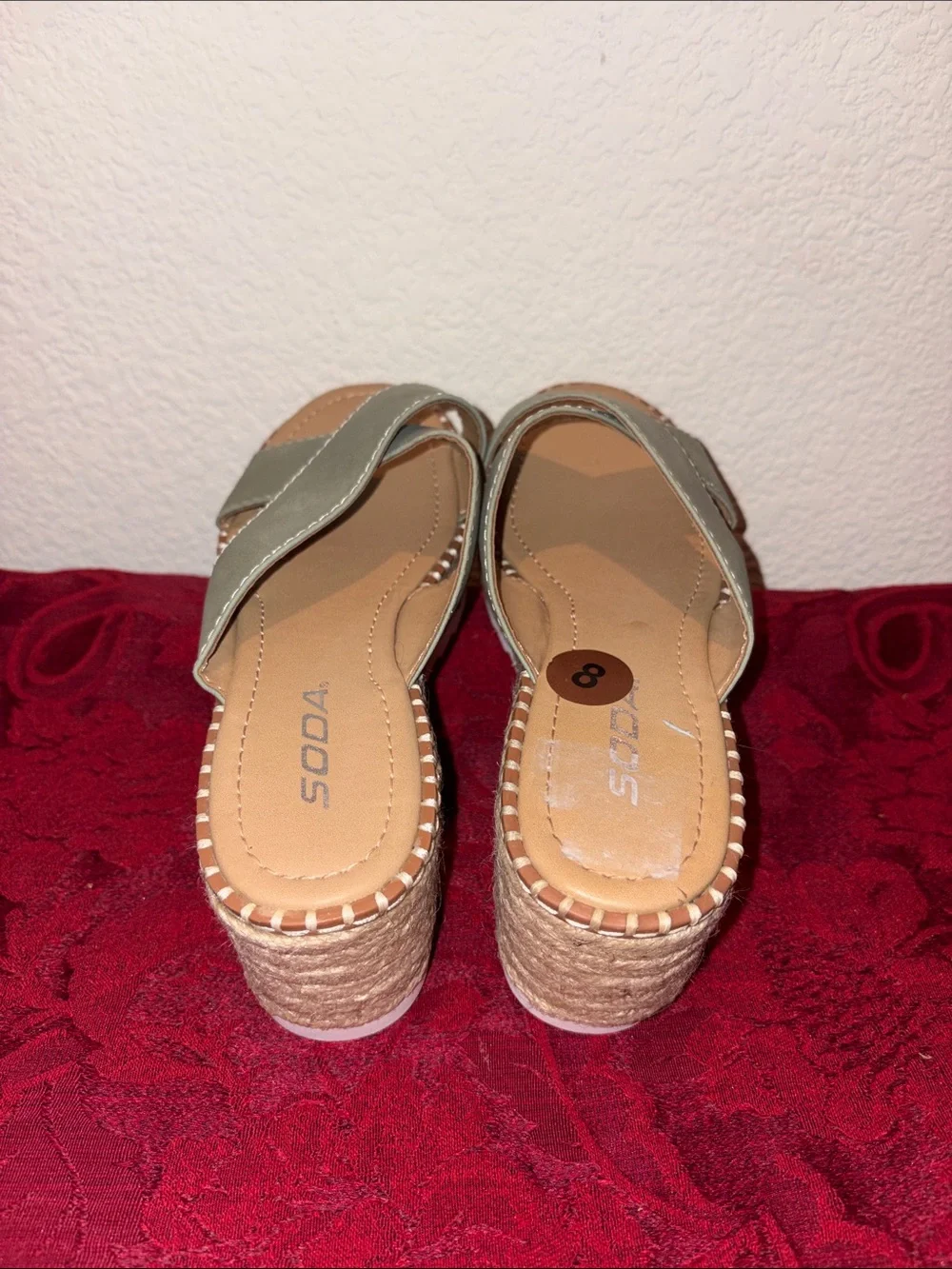 Soda Thyme Criss-Crossed Espadrille Platform Slides Sz 8 NWOT